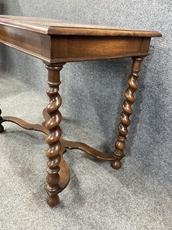 Antique English Barley Twist Entry Table, Solid Oak Console, Jacobean Revival Side Table, Vintage Hall Table, Twisted Leg Accent