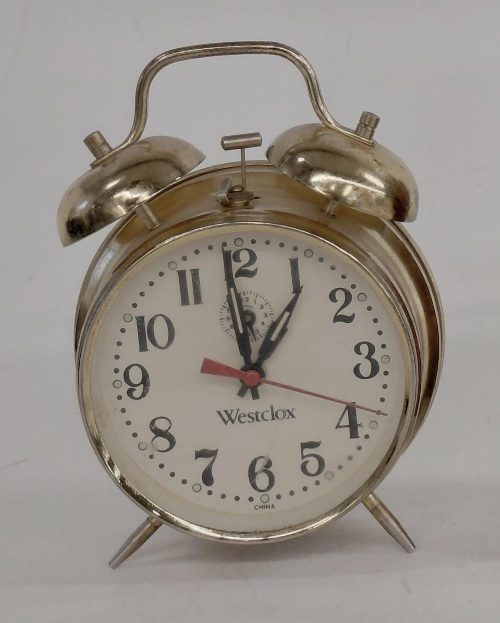 Vintage Westclox Wind Up Alarm Clock Brass Tone | Retro Twin Bell Mechanical Clock | Working Bedside Clock Cottage Farmhouse Decor