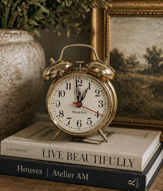 Vintage Westclox Wind Up Alarm Clock Brass Tone | Retro Twin Bell Mechanical Clock | Working Bedside Clock Cottage Farmhouse Decor
