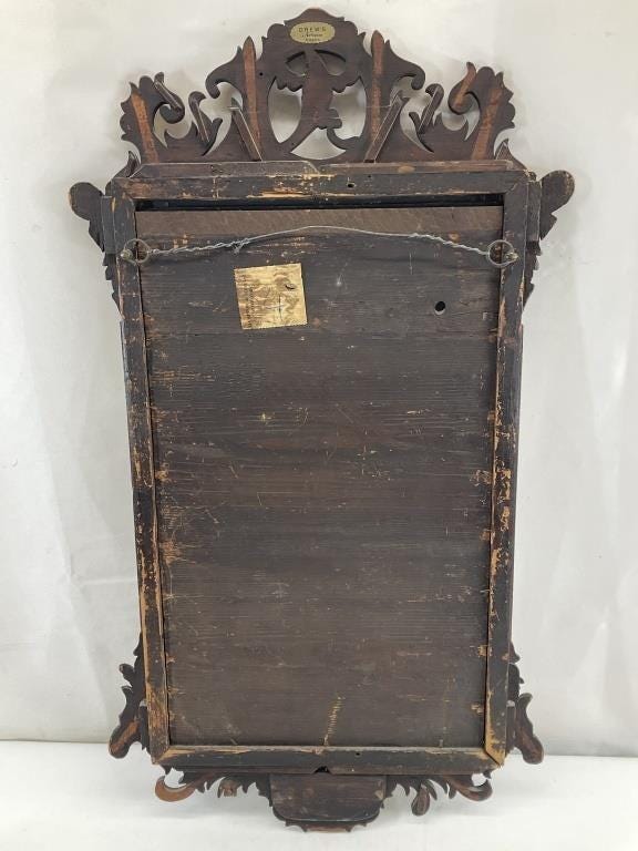 Antique Georgian Mahogany Wall Mirror | Gilt Phoenix Crest | Hampton & Sons London | English Decorative Mirror | Circa 1760, England