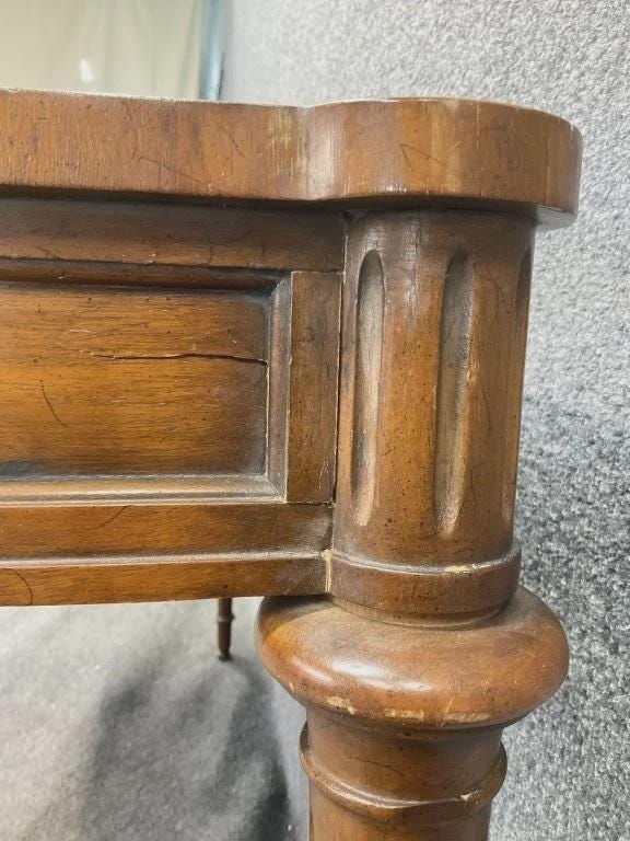 Vintage Heritage Furniture Fruitwood Italian Regency Writing Desk | Fluted Leg Console Table | Classic Traditional Study Desk | Drexel Desk