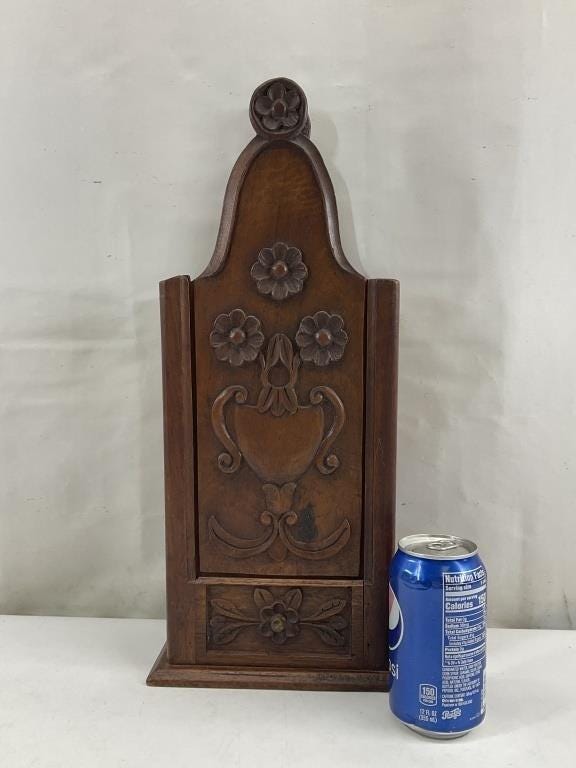 Antique French Provincial Walnut Farinière | 19th Century Hand-Carved Flour Box | Rustic Provence Kitchen Wall Decor
