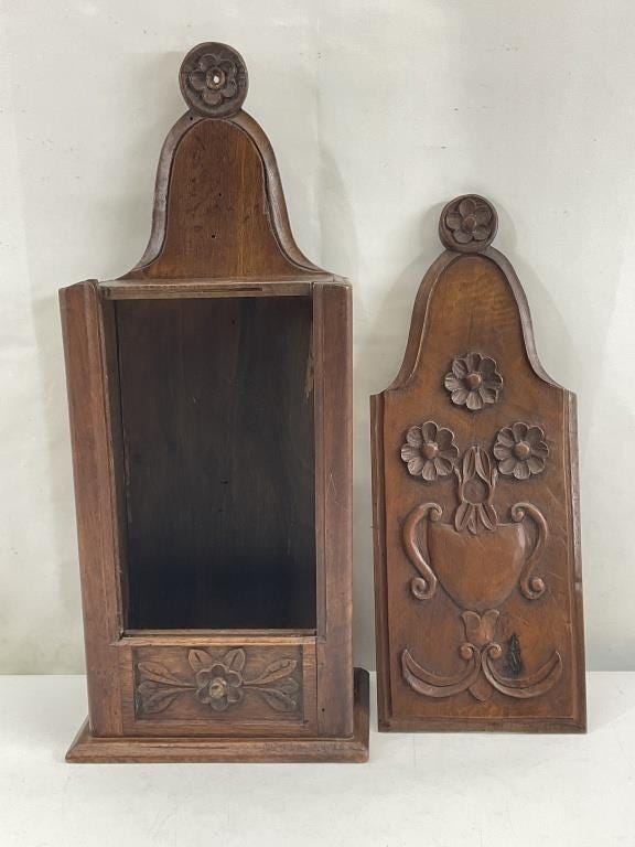 Antique French Provincial Walnut Farinière | 19th Century Hand-Carved Flour Box | Rustic Provence Kitchen Wall Decor