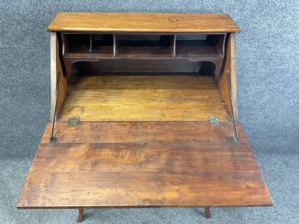 Antique 19th Century French Secretary Desk | Hand-Carved Shell Motif Writing Bureau | French Provincial Style Walnut Desk