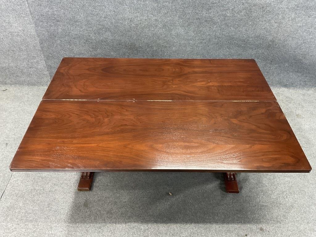 Antique French Style Walnut Flip Top Game Table | Carved Pedestal Console Table | Renaissance Revival Sofa Table | Burl Walnut Entry Table