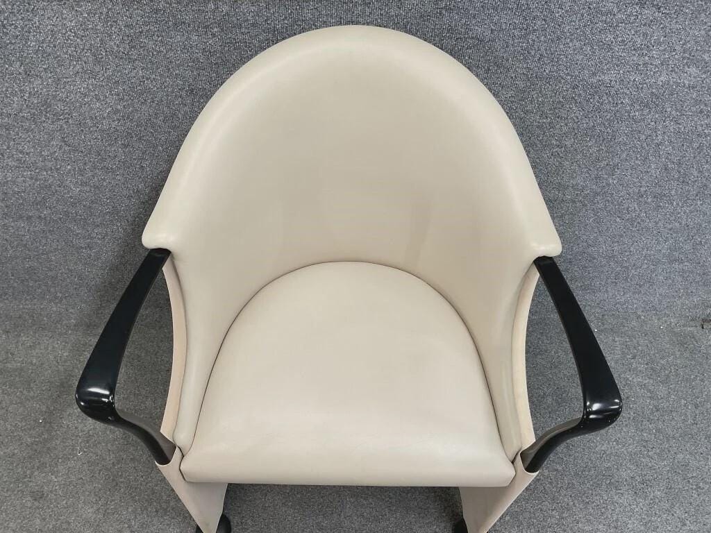 Luigi Origlia Italian Postmodern Armchairs (Set of 5) | Sculptural Cream Dining Chairs | 1990s Italy Palm Beach Regency Style