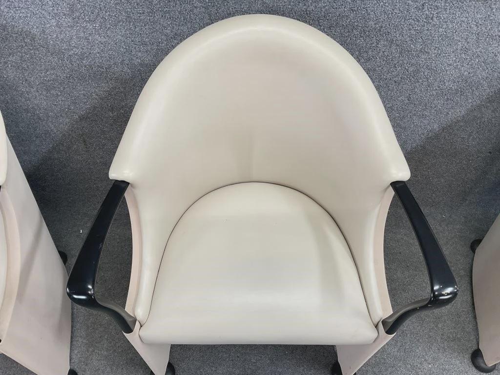 Luigi Origlia Italian Postmodern Armchairs (Set of 5) | Sculptural Cream Dining Chairs | 1990s Italy Palm Beach Regency Style