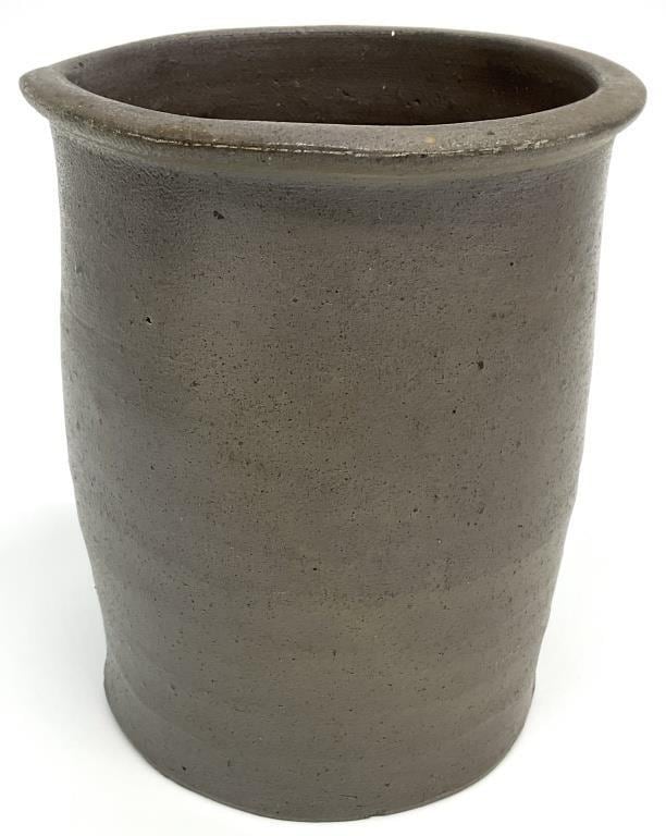 Antique Salt Glazed Stoneware Jar, 19th Century Primitive Crock, Farmhouse Pottery Vessel