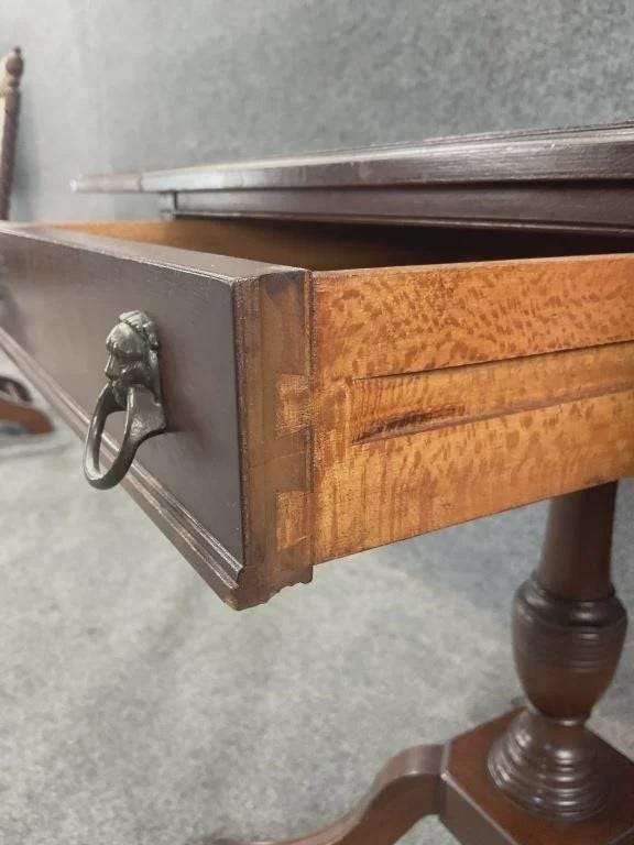Vintage Mahogany Entry Table | Federal Style Pedestal Accent Table | Duncan Phyfe Style Side Table
