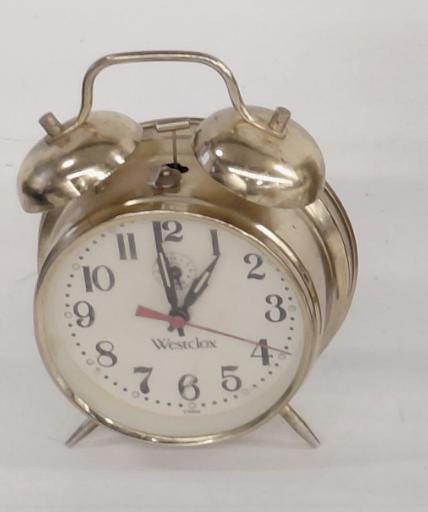 Vintage Westclox Wind Up Alarm Clock Brass Tone | Retro Twin Bell Mechanical Clock | Working Bedside Clock Cottage Farmhouse Decor