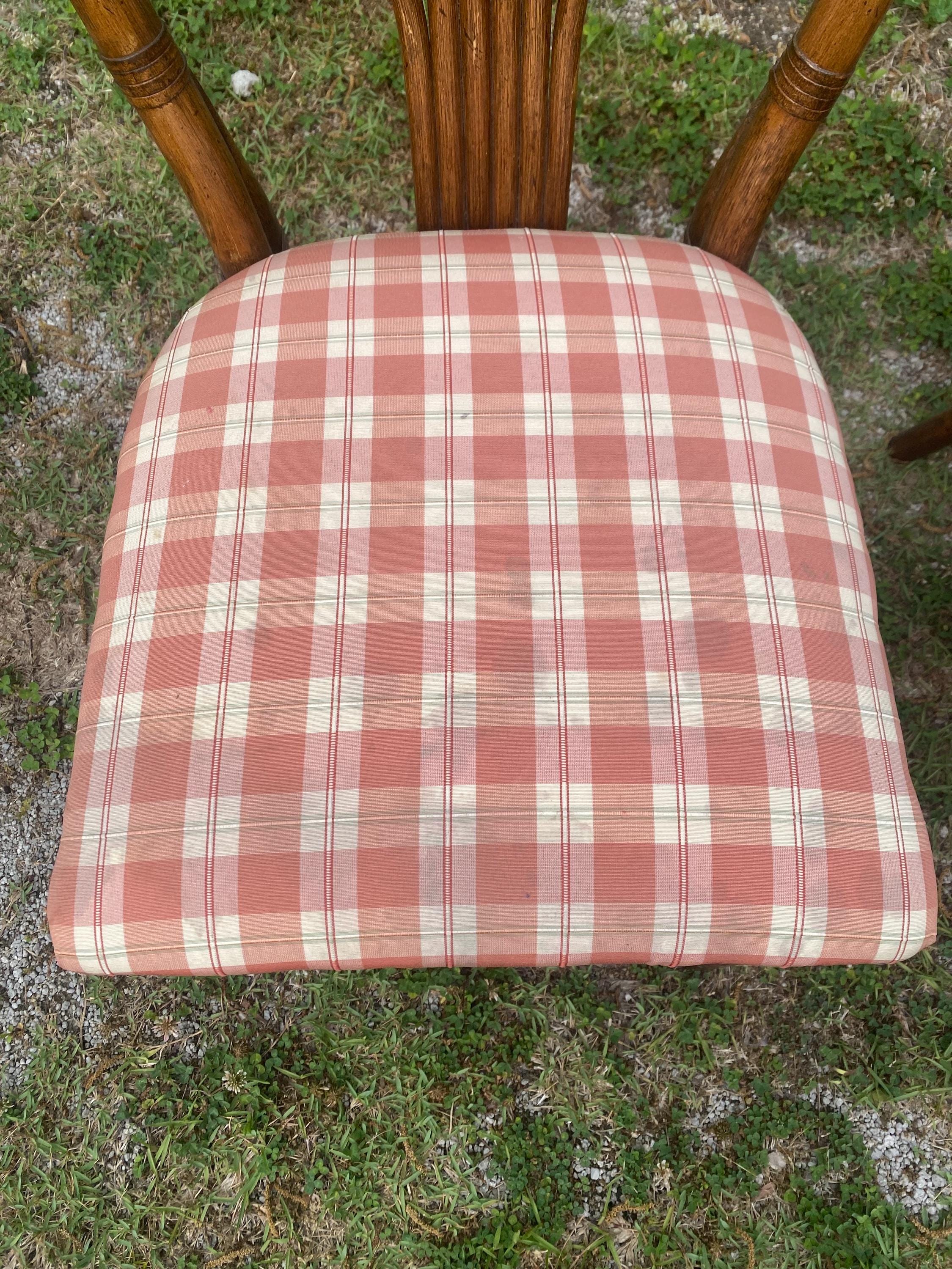 Set of 6 Vintage Rattan Wheatback Dining Chairs - Mid Century Coastal Bamboo Dining Set - Palm Beach Regency Boho Kitchen Chairs