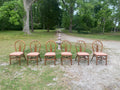 Set of 6 Vintage Rattan Wheatback Dining Chairs - Mid Century Coastal Bamboo Dining Set - Palm Beach Regency Boho Kitchen Chairs
