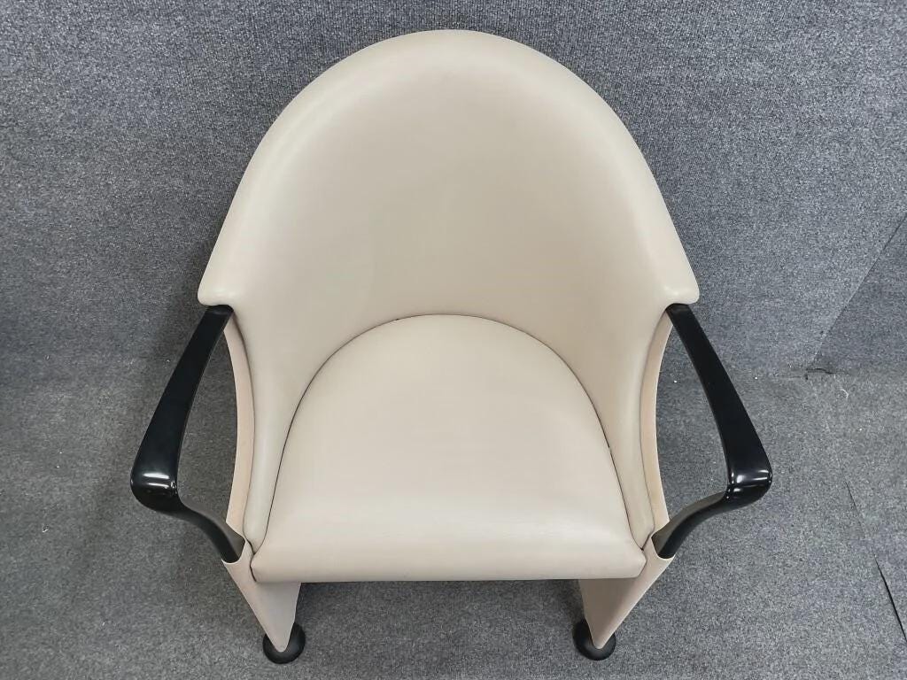 Luigi Origlia Italian Postmodern Armchairs (Set of 5) | Sculptural Cream Dining Chairs | 1990s Italy Palm Beach Regency Style