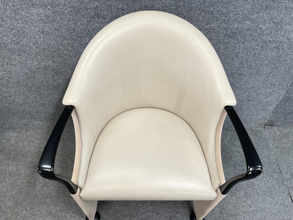 Luigi Origlia Italian Postmodern Armchairs (Set of 5) | Sculptural Cream Dining Chairs | 1990s Italy Palm Beach Regency Style