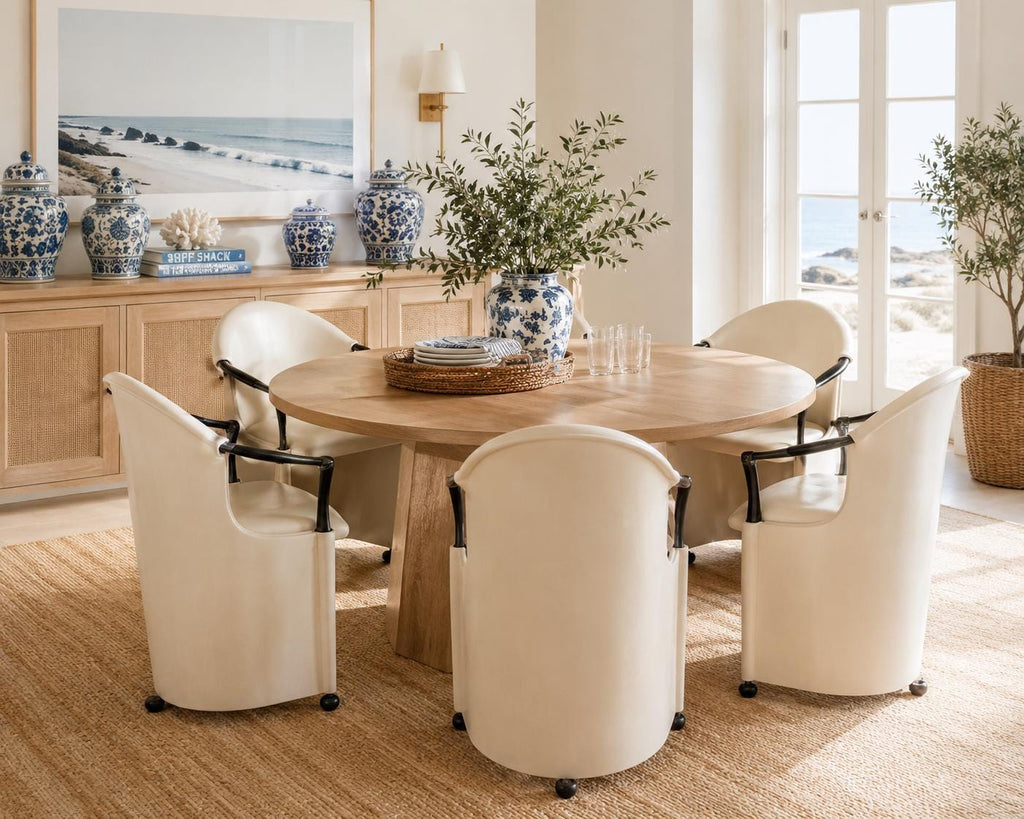Luigi Origlia Italian Postmodern Armchairs (Set of 5) | Sculptural Cream Dining Chairs | 1990s Italy Palm Beach Regency Style
