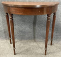 Antique Sheraton Style Demilune Console Table | Mahogany Inlaid Federal Hall Table | Half Moon Entry Table | Traditional Antique Accent Tabl