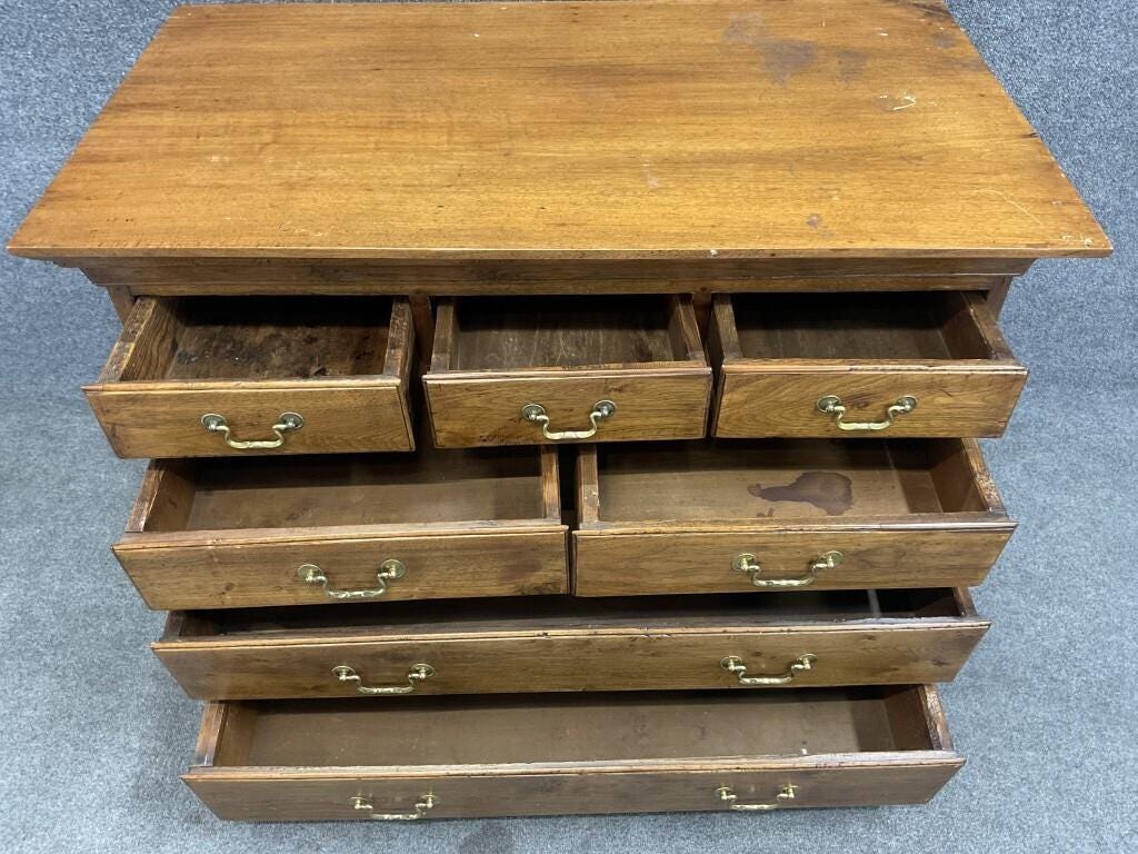 18th Century George III Oak Bachelor's Chest | Provincial Seven Drawer Dresser