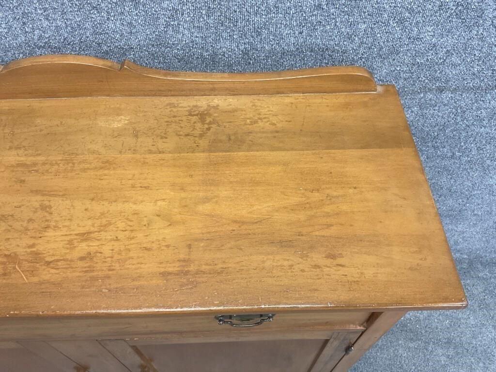 Vintage 1930s Maple Farmhouse Cupboard Cabinet | Colonial Revival Blind Door Sideboard | Primitive Cottage Console Cabinet