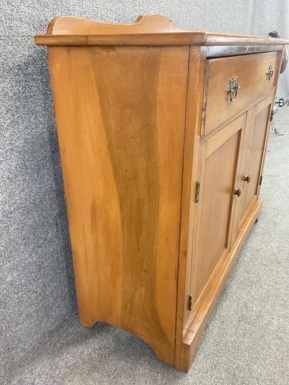 Vintage 1930s Maple Farmhouse Cupboard Cabinet | Colonial Revival Blind Door Sideboard | Primitive Cottage Console Cabinet