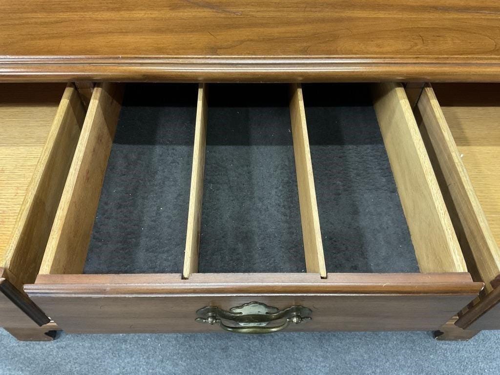Henkel Harris Step Back China Cabinet | Vintage Virginia Hutch | Traditional Two Piece Display Cabinet