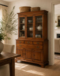 Henkel Harris Step Back China Cabinet | Vintage Virginia Hutch | Traditional Two Piece Display Cabinet