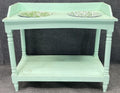 Vintage Painted Potting Table | Cottage Garden Work Table | Farmhouse Planting Bench with Enamel Basins