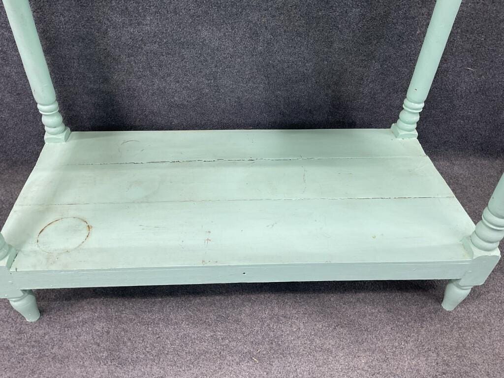 Vintage Painted Potting Table | Cottage Garden Work Table | Farmhouse Planting Bench with Enamel Basins