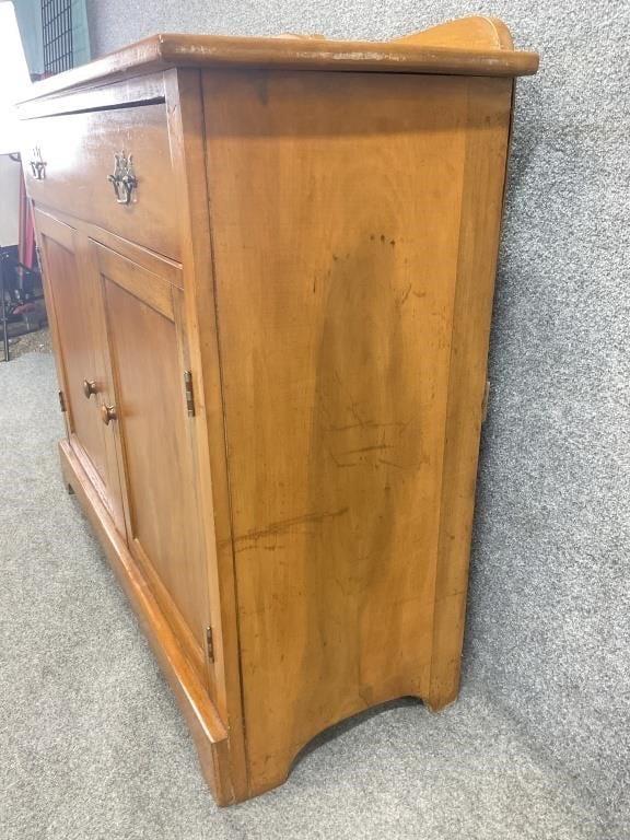 Vintage 1930s Maple Farmhouse Cupboard Cabinet | Colonial Revival Blind Door Sideboard | Primitive Cottage Console Cabinet