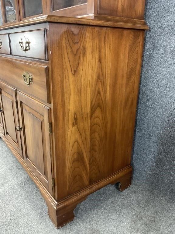 Henkel Harris Step Back China Cabinet | Vintage Virginia Hutch | Traditional Two Piece Display Cabinet
