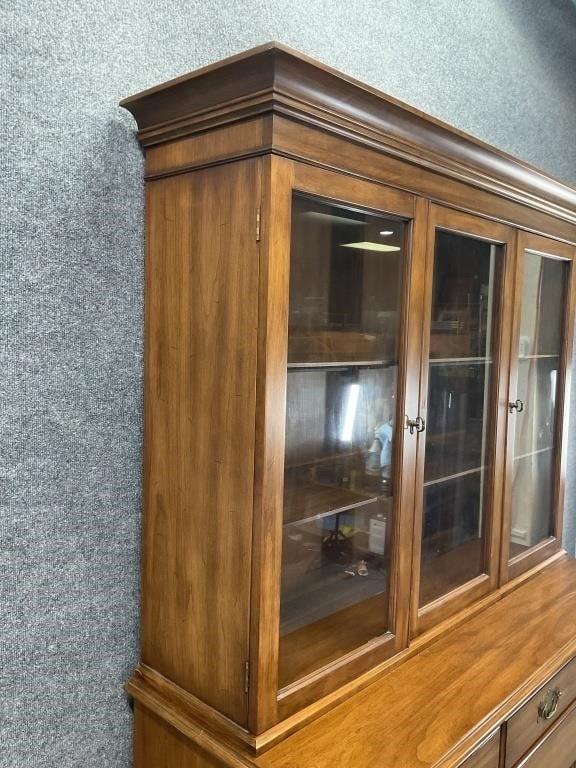 Henkel Harris Step Back China Cabinet | Vintage Virginia Hutch | Traditional Two Piece Display Cabinet