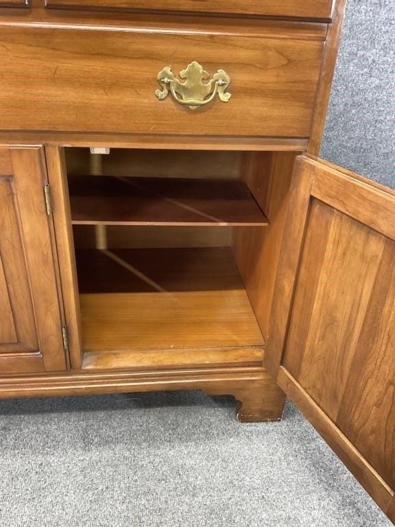 Henkel Harris Step Back China Cabinet | Vintage Virginia Hutch | Traditional Two Piece Display Cabinet