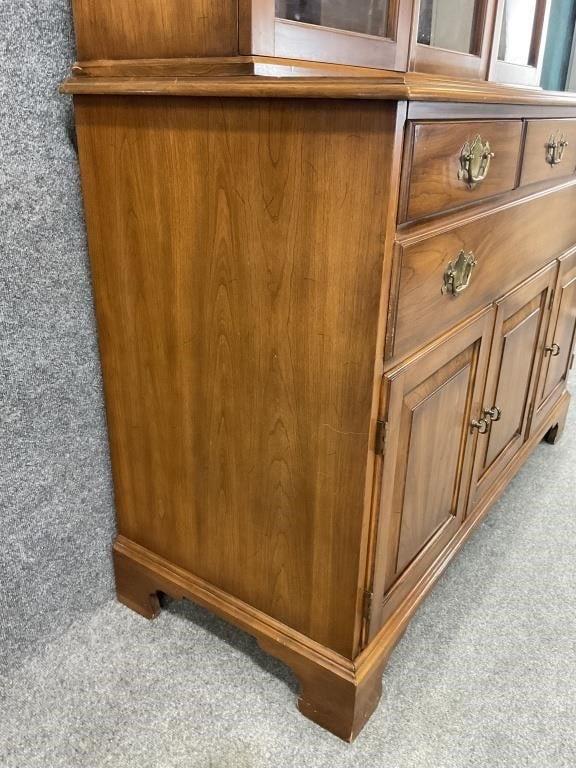 Henkel Harris Step Back China Cabinet | Vintage Virginia Hutch | Traditional Two Piece Display Cabinet