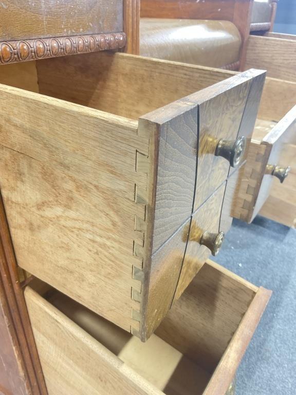 Rare Art Deco Waterfall Bedroom Set | Burl Walnut Bed, Vanity, Mirror, Bench (1920s)