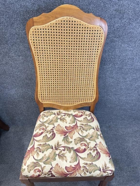 Set of 4 Vintage Walnut Cane Back Dining Chairs | French Country Cane Chairs | Upholstered Dining Chairs