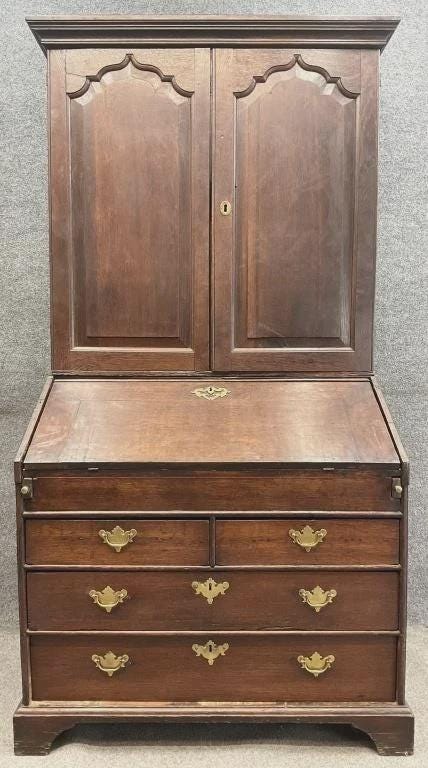 18th Century English Georgian Oak Secretary Bureau Bookcase, c. 1770s
