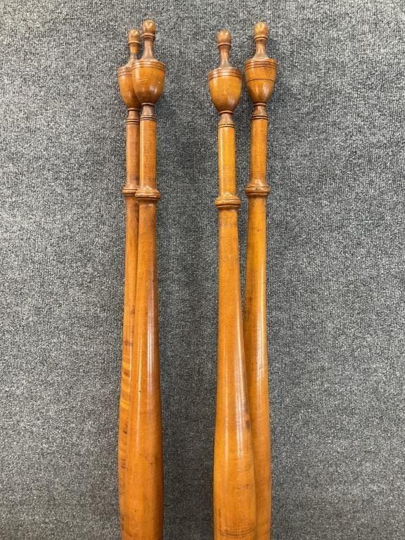 Pair of Antique American Twin Four Poster Beds | Tall Turned Post Bed Frames, c. 1880