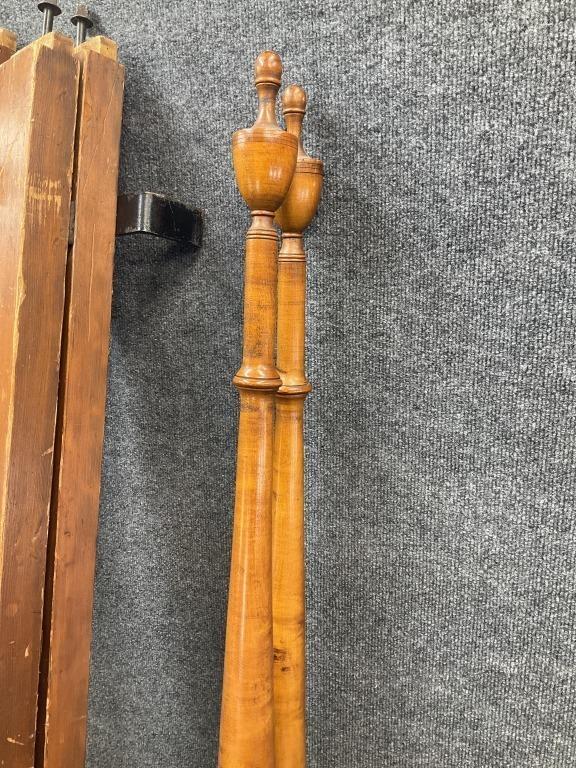 Pair of Antique American Twin Four Poster Beds | Tall Turned Post Bed Frames, c. 1880
