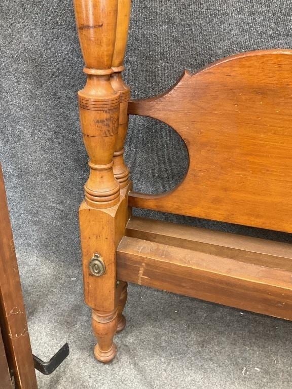 Pair of Antique American Twin Four Poster Beds | Tall Turned Post Bed Frames, c. 1880