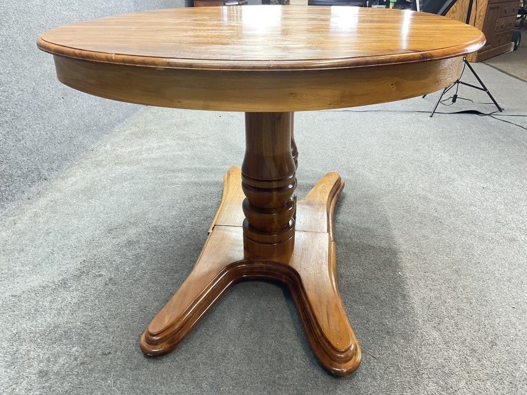 Mid-Century Walnut Pedestal Dining Table | Extendable Oval 78" Extension Table