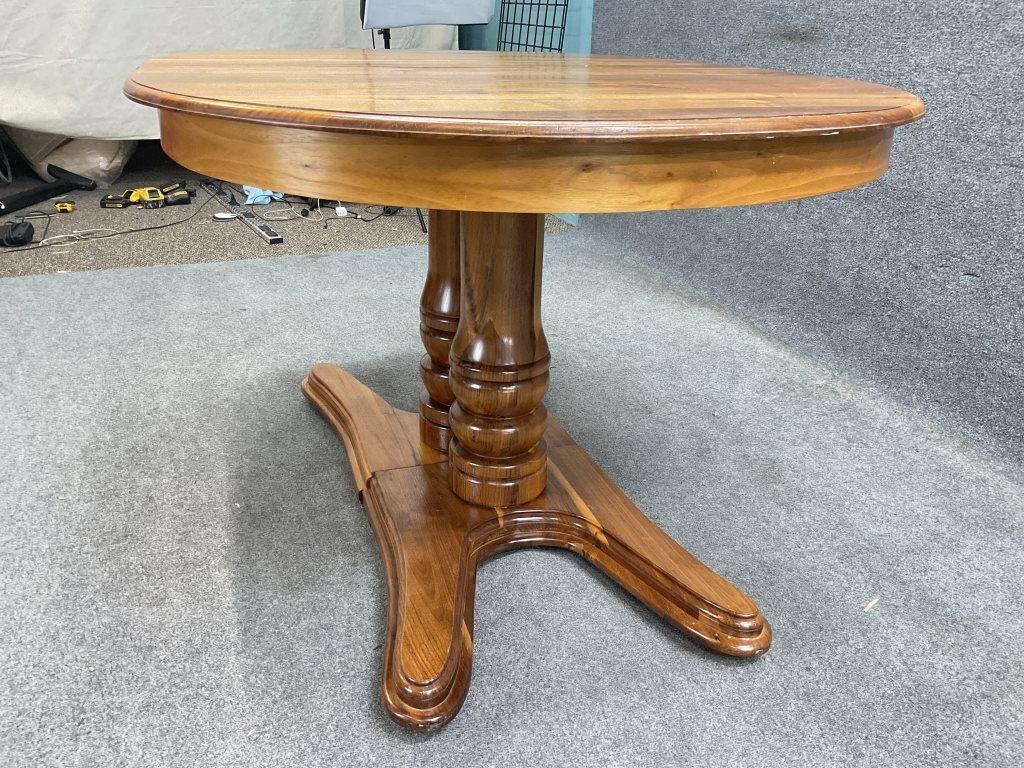 Mid-Century Walnut Pedestal Dining Table | Extendable Oval 78" Extension Table