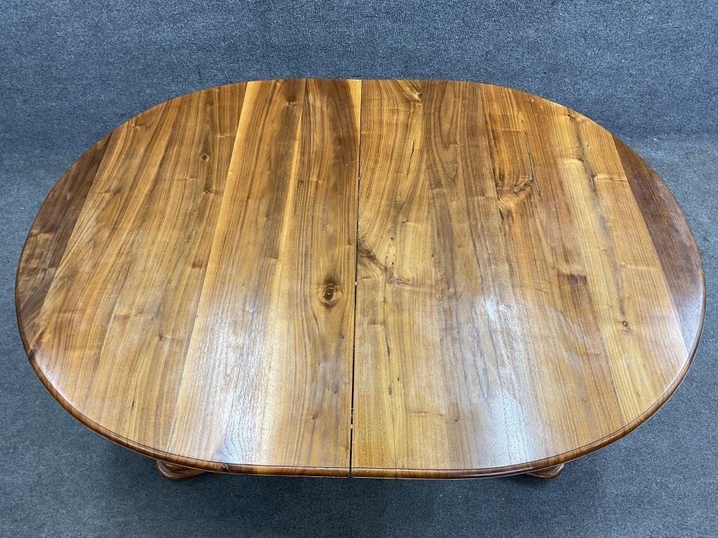 Mid-Century Walnut Pedestal Dining Table | Extendable Oval 78" Extension Table