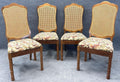 Set of 4 Vintage Walnut Cane Back Dining Chairs | French Country Cane Chairs | Upholstered Dining Chairs