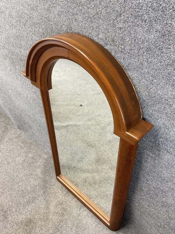 Antique Walnut Arched Wall Mirror | Burl Wood Dome Top Mirror | Architectural Traditional Mirror | Grandmillennial Decor