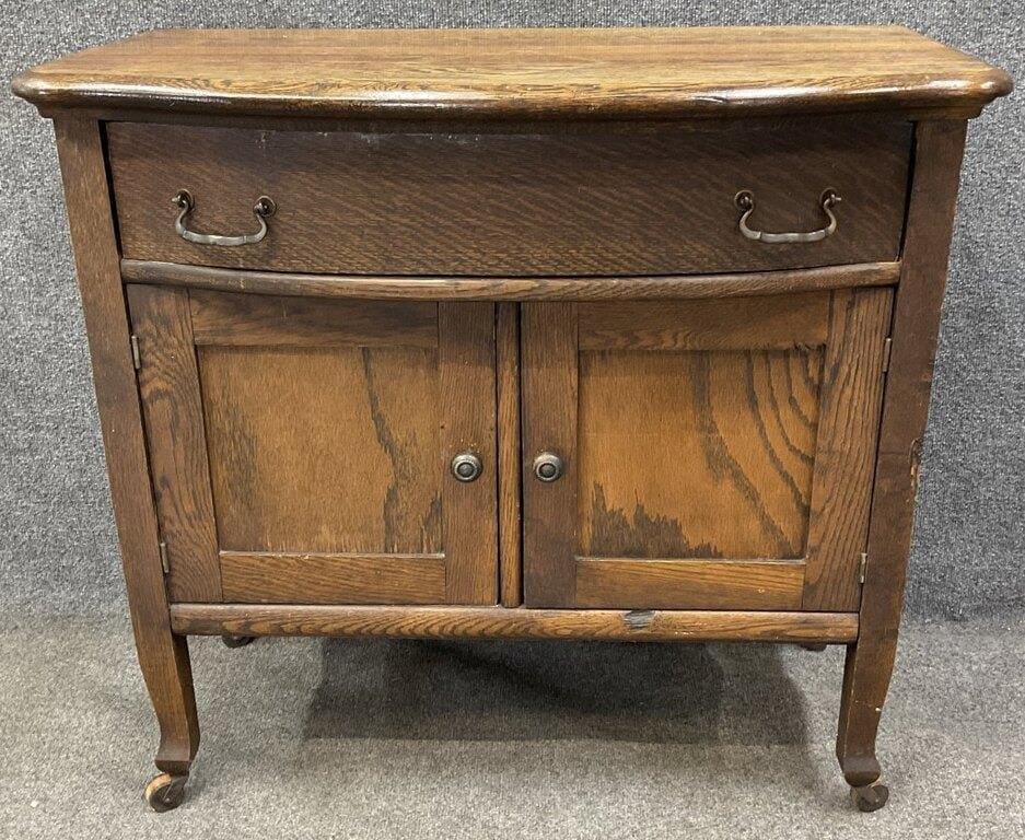 Antique Oak Sideboard Cabinet, Early 1900s Small Server, Dovetail Drawer, Arts & Crafts Bar Cabinet, Vintage Entryway Chest