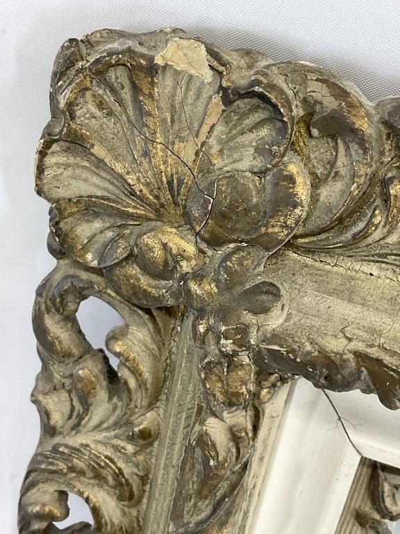 Antique Giltwood Mirror, Early 1900s Rococo Wall Mirror, Reticulated Gold Frame, Baroque French Style Mirror, 24 x 28