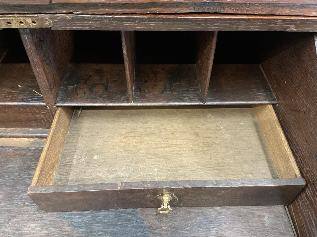 18th Century English Georgian Oak Secretary Bureau Bookcase, c. 1770s