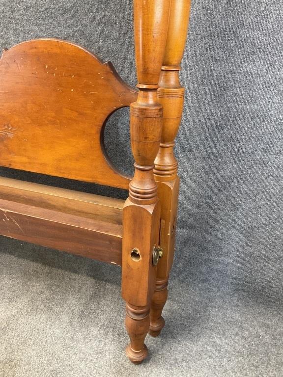 Pair of Antique American Twin Four Poster Beds | Tall Turned Post Bed Frames, c. 1880