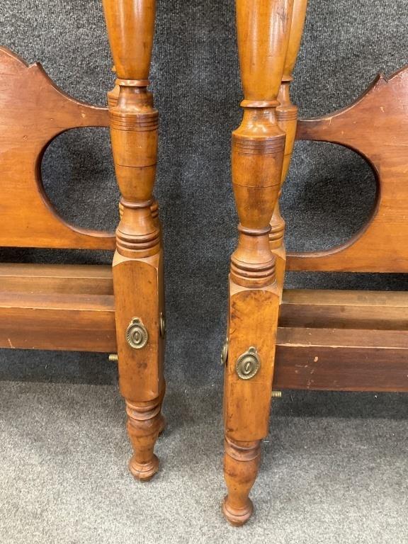 Pair of Antique American Twin Four Poster Beds | Tall Turned Post Bed Frames, c. 1880