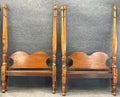 Pair of Antique American Twin Four Poster Beds | Tall Turned Post Bed Frames, c. 1880