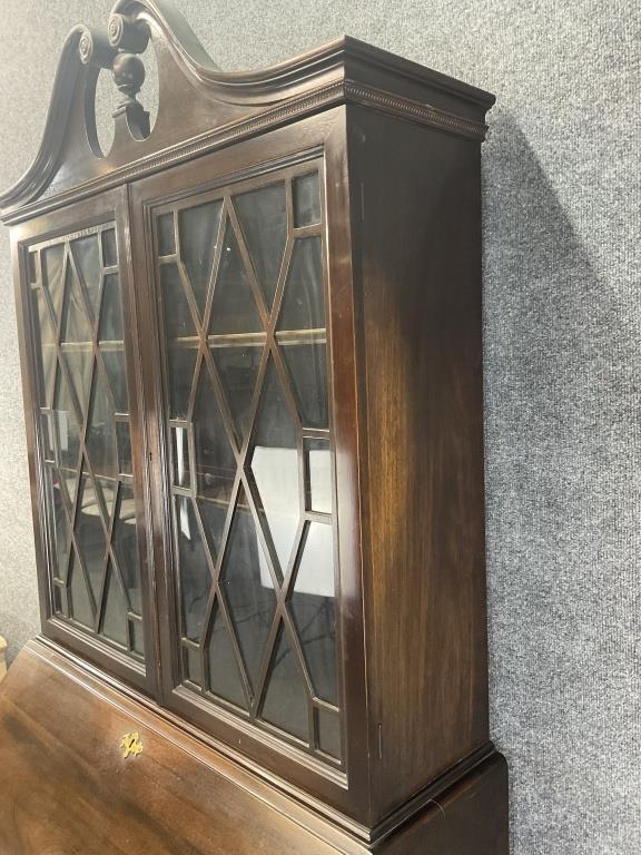 Antique Solid Mahogany Secretary Desk, Colonial Mfg Co Chippendale Bookcase Cabinet, Ball and Claw Foot Writing Desk